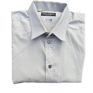 Dolce & Gabbana Luxury Shirt Button Up Mens‎ Gray Size 17 73 Made in Italy